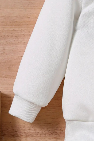 CLAYES Παιδικό φούτερ με λευκή κουκούλα – SERCE εμπριμέ, χοντρό ύφασμα