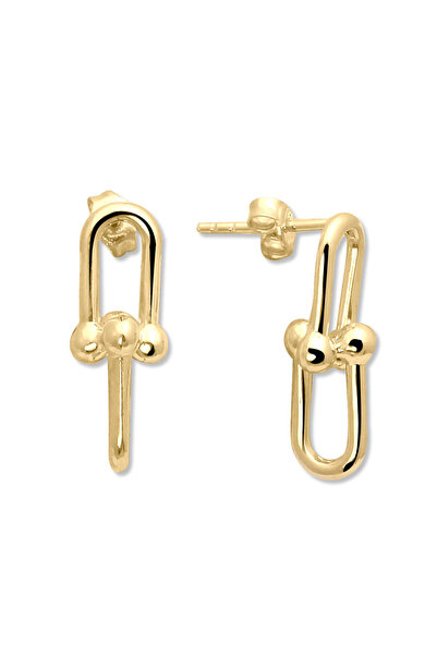 Aslı Gold Yeni Trend Blok Detay Altın Küpe (KP0186)