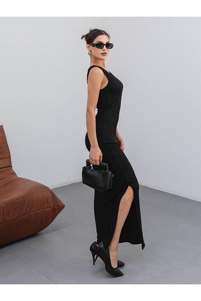 LOOKMEG Women's Bubble Slit Detailed Maxi Summer Dress