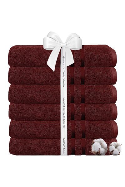 Quasar & Co. Set 6 prosoape baie, 100% bumbac, 450 g/mp, 70 x 140 cm, visiniu