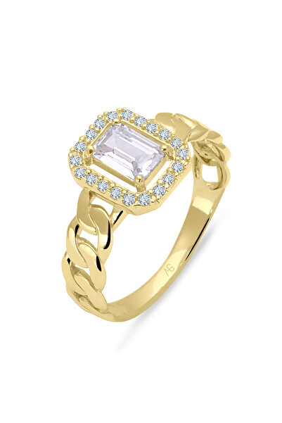 Aslı Gold Altın Baget Taşlı Yüzük (YZK0231)