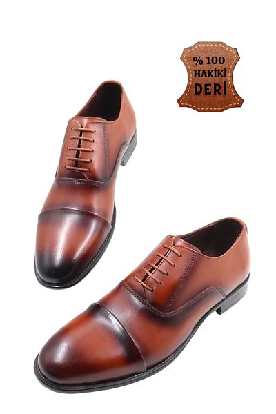 nazenintasarımlar Men's Quality Suitable for Suits Khaki Leather Casual Shoes