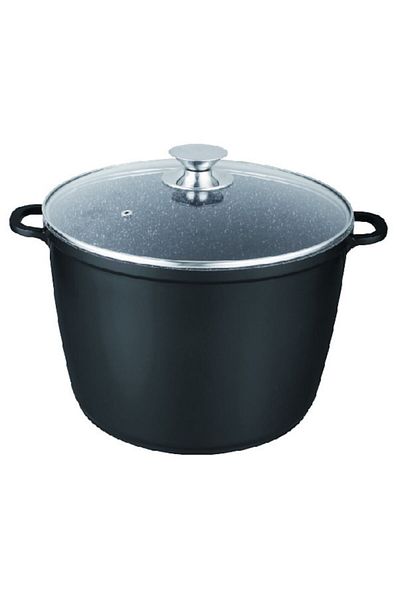 Swan Cratita tip Tuci din Aluminiu cu interior Granit, 28 cm, Capac sticla, 10 Litri, negru
