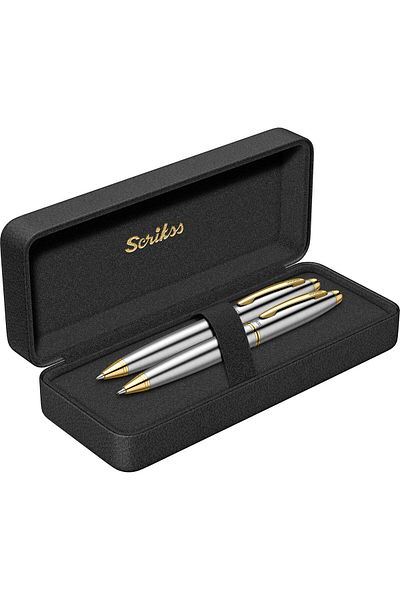 Scrikss 88 Ballpen + Versatile Double Set Gold Chrome (Lifetime Warranty-Luxury Box)