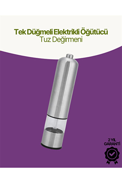 Clevora Elektrikli Baharat Öğütücü Pilli Paslanmaz Çelik Otomatik Tuz Karabiber Değirmeni