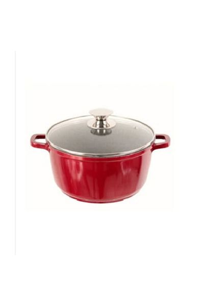 Swan pot with granite interior and Yena lid, 40cm / 19.6 liters, red