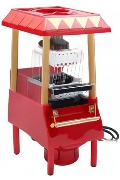 Shopi Retro Electric Hot Air Popcorn Maker Machine, Mini Size, Red, for Home Movie Nights