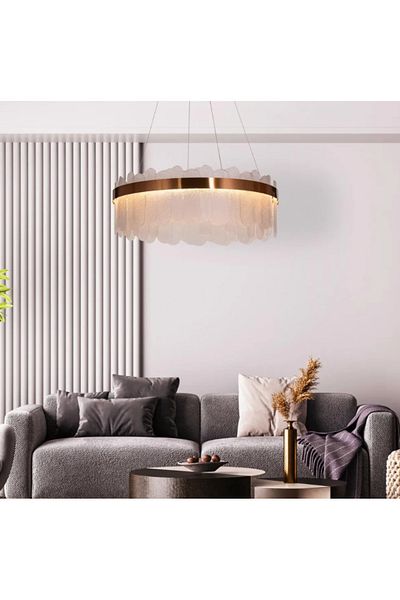 LUXXO Candelabru echipat cu LED, 75W, tricolor, corp aluminiu, decoruri sticla decorata, diametru 100cm, B