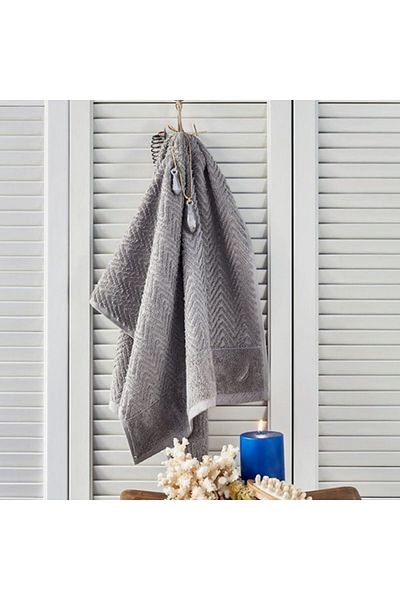 Nautica Prosop de baie, Zigzag, 100% bumbac, 570 g/mp, 50 x 100 cm, gri deschis