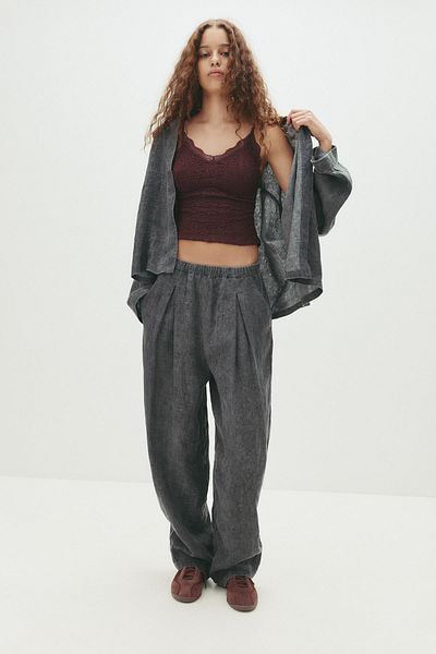 Pull & Bear 100% linen barrel pants
