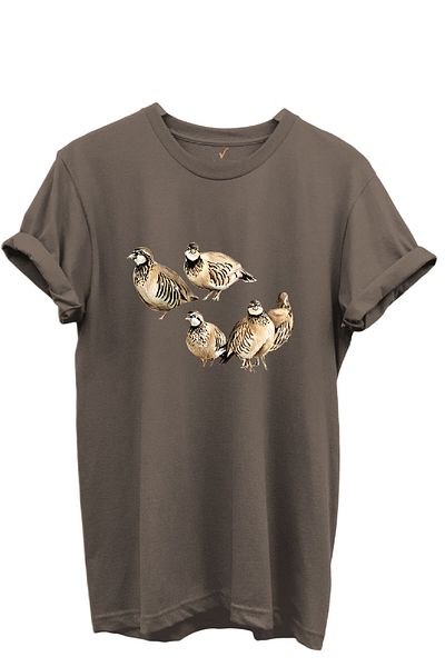 WİDİ Five Piece Cake Printed Nature and Hunting Themed 100% Cotton Regular Fit Unisex T-Shirt