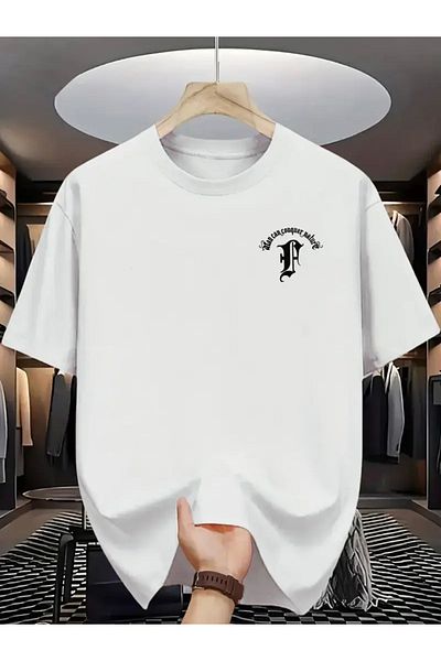 FUFLUNS Graphic Letter Printed Oversize Crew Neck T-Shirt