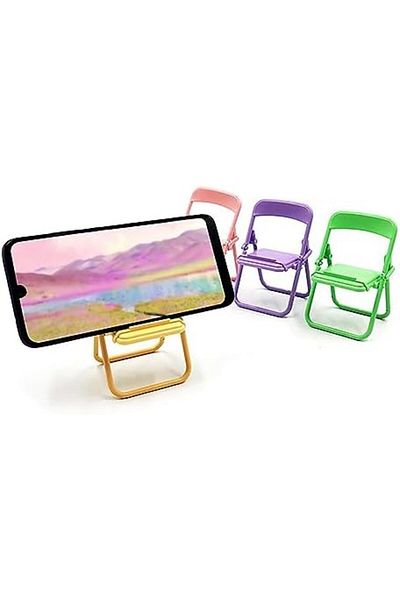 SUKILO Mini Chair Shape Cell Phone Stand – 4pcs Foldable Candy Color Mobile Holder, Universal Mini