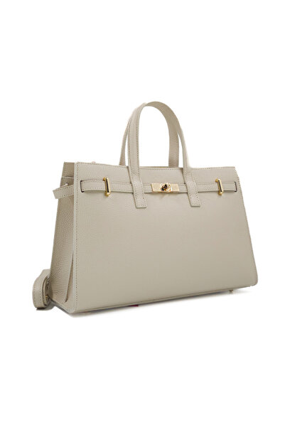 Posete Fagaras Celina Leather Purse - Beige, 3 compartments, 2 pockets, adjus...