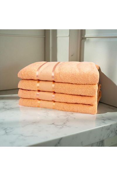 TOWEL Set of 4 Peach Towels 100% Cotton - 70x130 cm - 400g/sqm