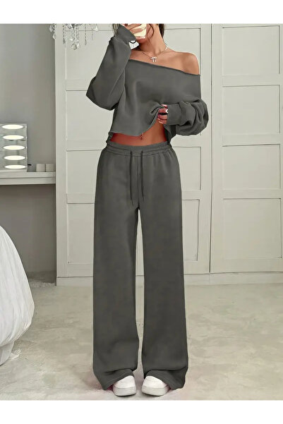 NoVibe Γυναικείο ίσιο φούτερ με κομμένο μπλουζάκι με διπλό κοστούμι