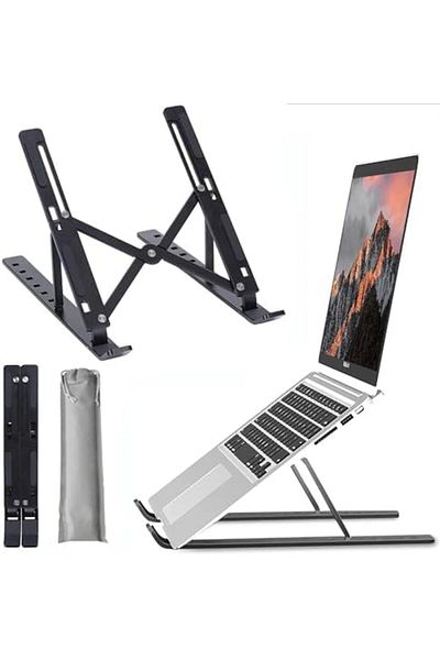 SUKILO Foldable Laptop Stand Tabletop Holder for Desk, Adjustable Ventilated Portable Aluminum Stand