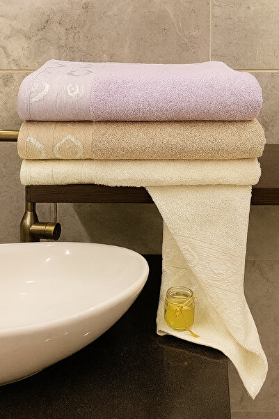 Teksev Набір з 3 рушників для ванної кімнати з візерунком «Око» – 100x150 см, 100% бавовна, м'яка текстура, з візерунком.