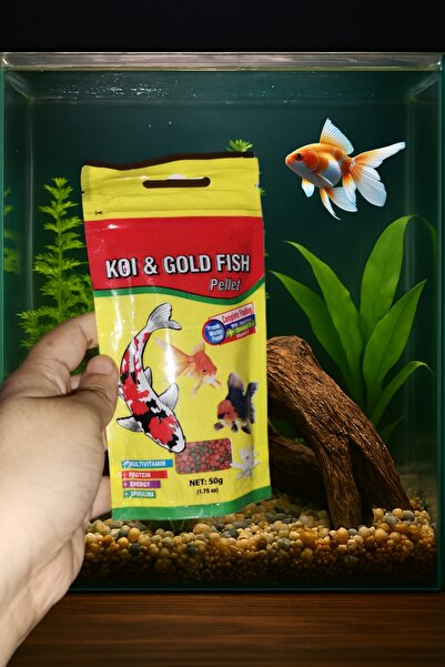 Akvaryum Balık Yemi Koi & Gold Fish Pellet Balık Yemi 50gr Japon Balıkları İç...