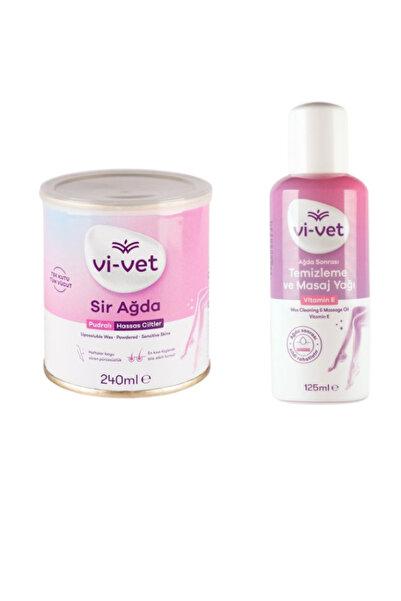 Vi-vet Vi Vet Sir Kavanoz Ağda Pudralı 240 gr + Ağda Sonrası Temizleme Ve Mas...