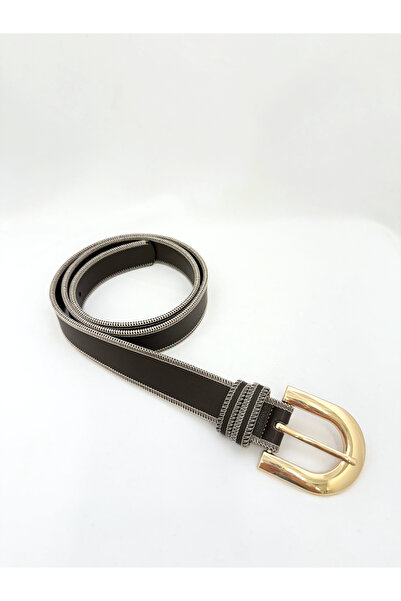 VETTA حزام بإبزيم ذهبي مع تفاصيل خياطة