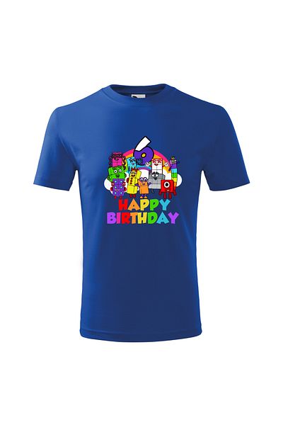 Malfini Tricou personalizat, "Numberblocks - Happy Birthday ", 6 ani,