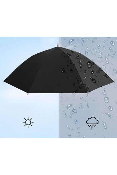Flippy Umbrelă de cap, rabatabilă, diametru 69 cm, bandă elastică, protecție UV/ploaie, neagră
