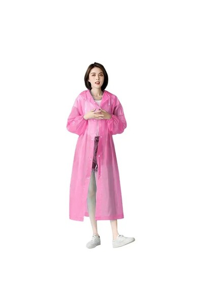 Flippy Rain Poncho for Adults 150-180 cm, EVA, Waterproof, Wind-Resistant, Snap Closure, 140 g, Pink