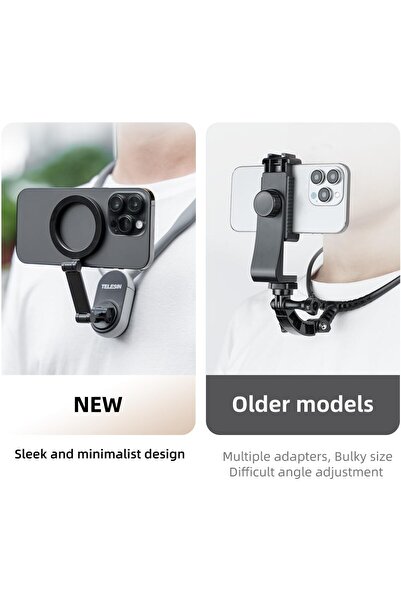 TELESIN Magnetic Neck Phone Holder POV/Vlog Mount (Grey)