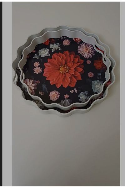 KÜBRAHOME'S 2Pcs Round Plastic Tea,Coffee Presentation Tray