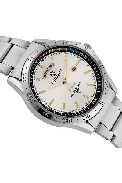PERFECT Men's Silver Quartz, MIYOTA 2350