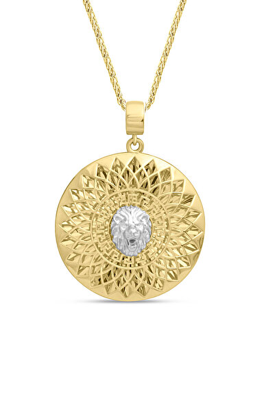 Aslı Gold Işıltılı Madalyon Altın Aslan Kolye (KLY1489)