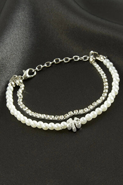 Eco Lounge Clover Stripe Stone Pearl Bracelet