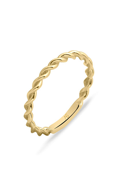 Aslı Gold İnce Burgu Altın Kombin Yüzük (YZK0743)