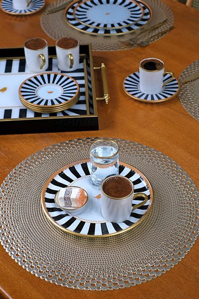 Glore Black Line Coffee Set with Presentation Plate, 4 Piece Enjoyment Coffee Set