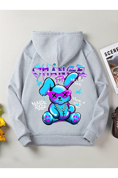 Tarzsokak Γκρι Κουνέλι με σχέδια κινουμένων σχεδίων με στρογγυλή λαιμόκοψη