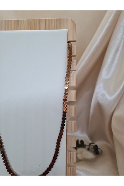 ZEYM COLLECTION Heart Shaped Hematite Natural Stone Chain Necklace |   Gold Color