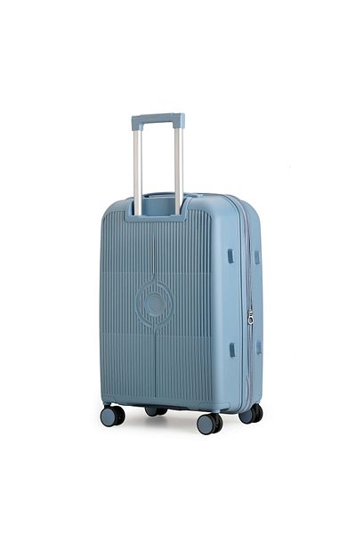 CABIN PRO Medium Trolley Bag - Expandable PP Hard Shell Luggage - 360 Spinner Wheels - Grey Blue
