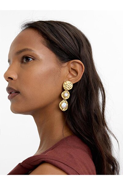 PARFOIS İncili Uzun Yuvarlak Küpe