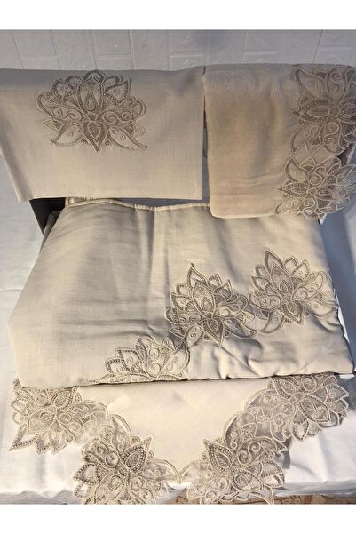 Vinezza Home Collection Çeyizlik 5 Parça Keten Fransız Güpürü Seccade Takımı ...