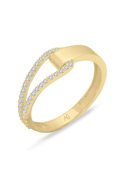 Aslı Gold Bant Model Altın Taşlı Yüzük (YZK1274)