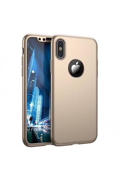 Danex Carcasă de protecție compatibilă cu Apple iPhone 7 Full Cover 360 aurie + folie de protecție