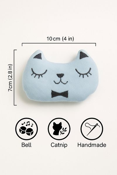 Lazy Paws Cat Toy Interactive with Catnip and Bell, Stress Reliever, Relaxing Playmate - Blue Plush Cat