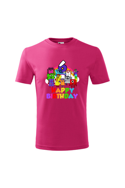 Malfini Tricou personalizat, "Numberblocks - Happy Birthday ", 6 ani,