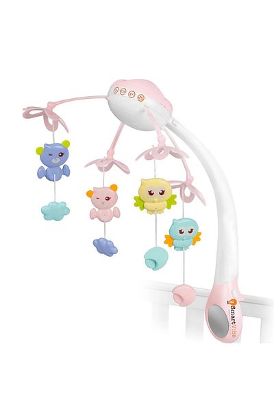 Smart Vibe Carusel Muzical pentru Patut SweetSleep KinderVibe™, cu Telecomanda si Functie Cronometru, Pink