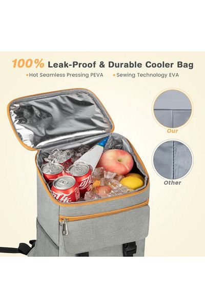 OEM 25L Thermal and Waterproof Backpack, Adjustable with Side Pockets, Gray/Orange