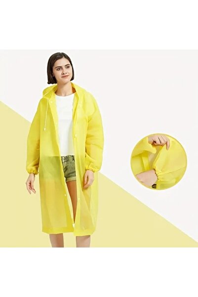 Flippy Rain Poncho for Adults (150–180 cm) – EVA, Waterproof, Windproof, Snap Closure, 140g, Yel