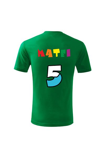 Malfini Tricou personalizat, "Numberblocks - Happy Birthday ", 5 ani