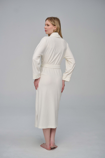 Nuşa Collar Pyramid Pattern Niki Velvet Bamboo Cotton Dressing Gown