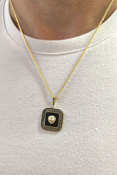 Aslı Gold Kare Model Altın Aslan Kolye